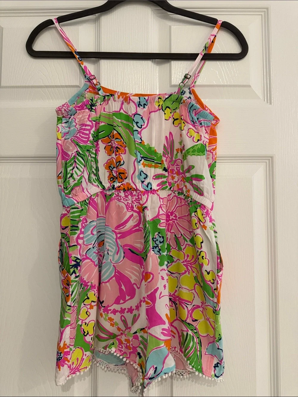 Lilly Pulitzer Floral Lace-Trim Spaghetti Strap Romper